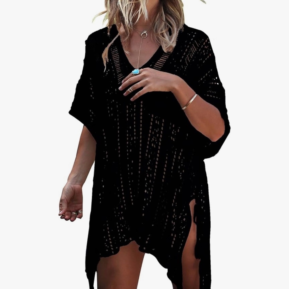 Black Crochet Swim Cover-Up